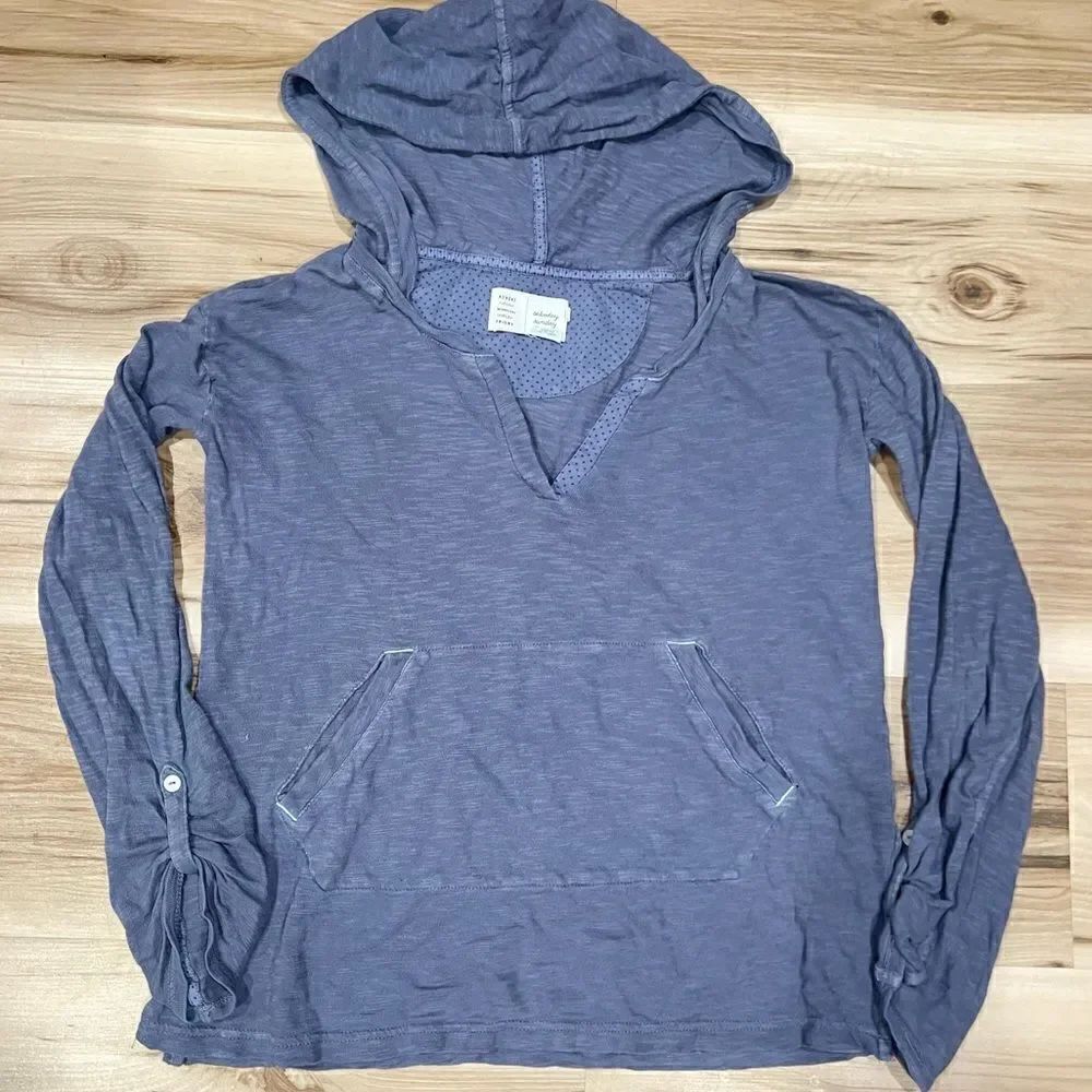 Anthropologie Saturday Sunday Blue Hooded Long Sleeve Shirt Women’s XS